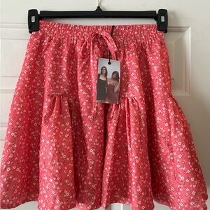 Kendall & Kylie Pink Floral A-Line Skirt NWT